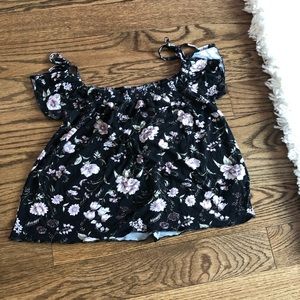 Black floral off the shoulder top